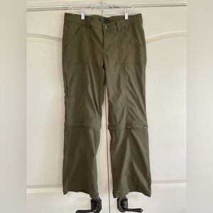 Womens Prana zip off Olive Green Pants